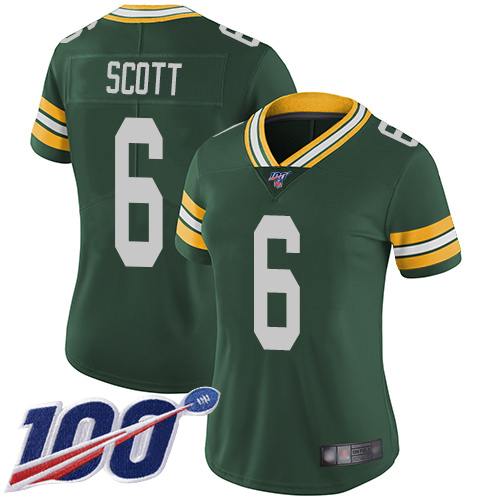 Green Bay Packers Limited Green Women #6 Scott J K Home Jersey Nike NFL 100th Season Vapor Untouchable